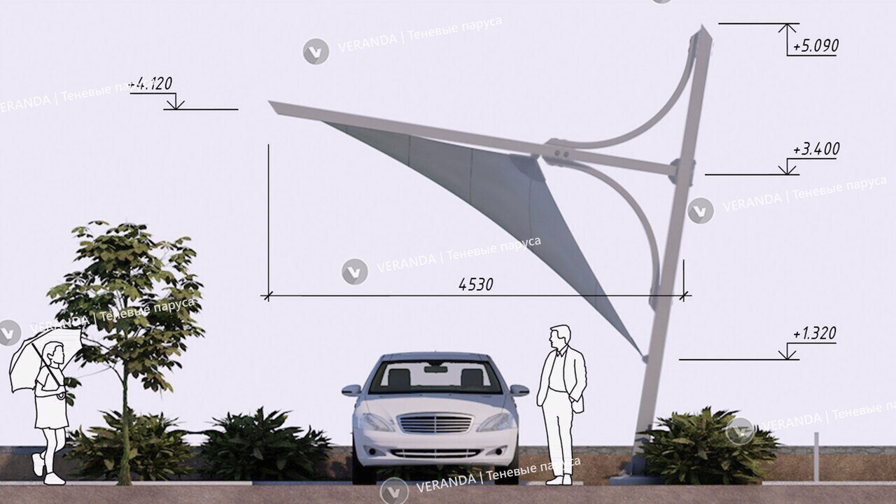 Консольный тентовый навес для авто VERANDA Screen | Купить навесы для  паркинга от производителя